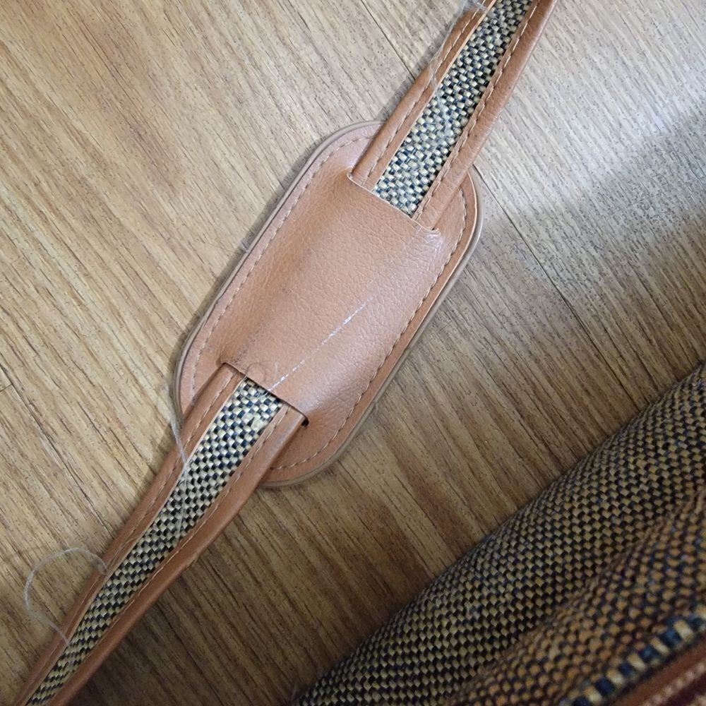 Samsonite Vintage Travel Bag Luggage Corduroy Leather Made in Korea Brown Tan - Picture 4 of 12